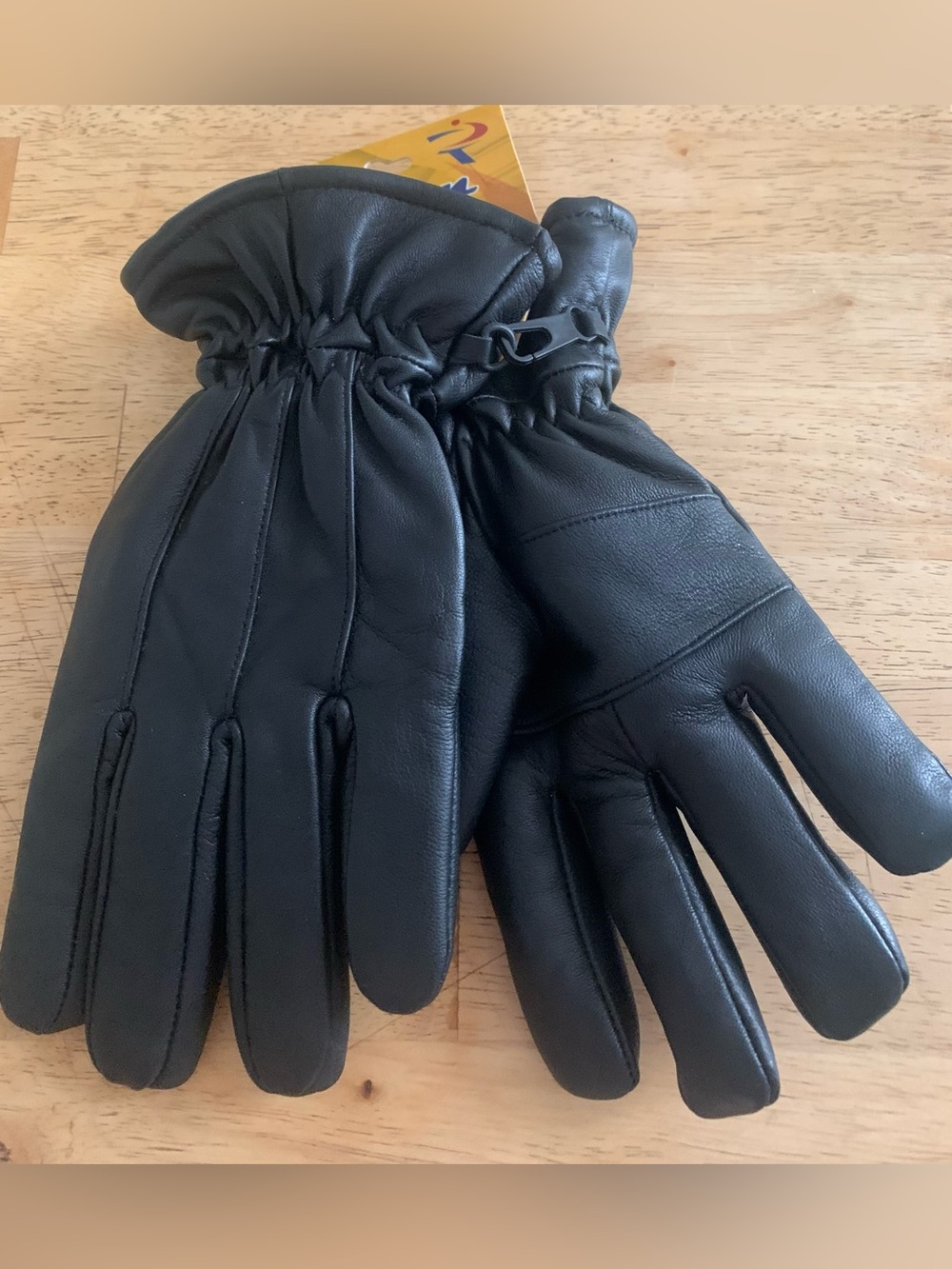 Men's Black Leather Gloves with Adjustable Wrist